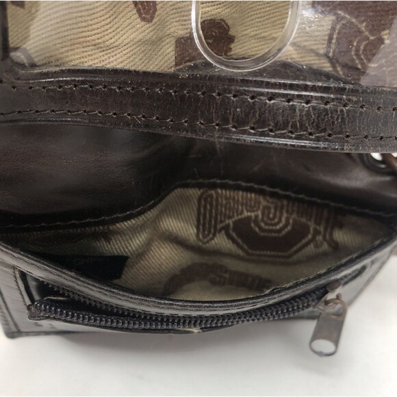 Fossil Ohio State Leather Wallet Keychain Credit Card ID Brown Folding Flip - Picture 10 of 12